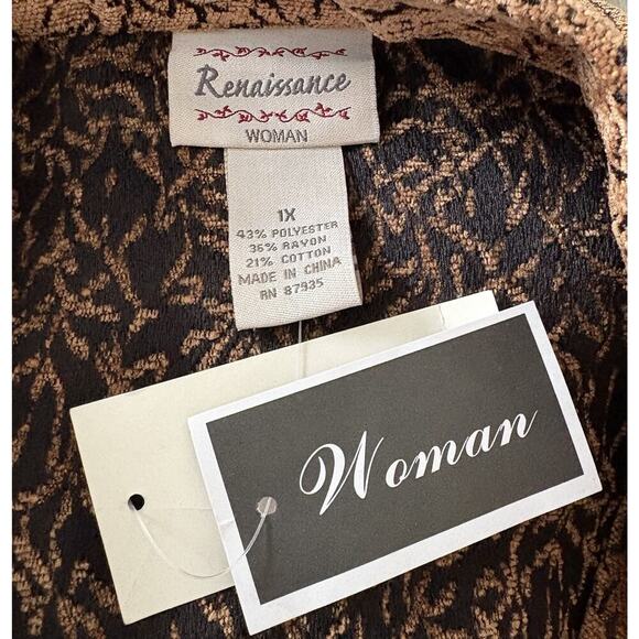 NWT Renaissance Womsn Brown Black Textured Zip Blazer Jacket Career Size 1X - Picture 3 of 5